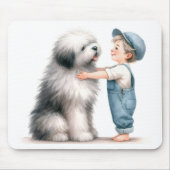 水彩少年と彼の犬 マウスパッド (正面)