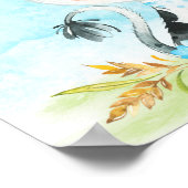 水彩少年の牛の赤ちゃんシャワーファーム赤ちゃんシャワー ポスター (角)