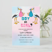 水彩少年または女の子の性別リビールパーティー 招待状 (スタンド正面)