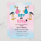 水彩少年または女の子の性別リビールパーティー 招待状 (正面/裏面)