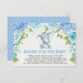 水彩少年エレファントブルーフローラブックスベビー エンクロージャーカード (正面/裏面)