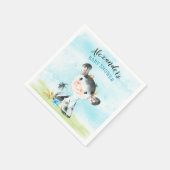 水彩少年カウベビーシャワーファーム スタンダードカクテルナプキン (角)