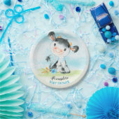 水彩少年カウベビーシャワーファーム ペーパープレート (パーティー)