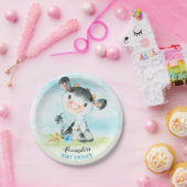 水彩少年カウベビーシャワーファーム ペーパープレート (パーティー)