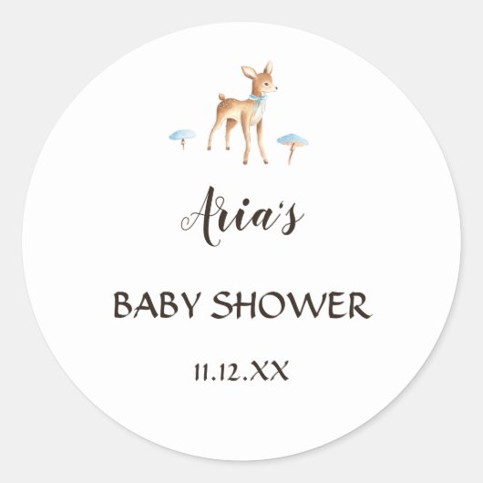 水彩少年ディアホワイトシャワー封筒用シール ラウンドシール (正面)