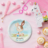 水彩少年バニーベビーシャワーファーム ペーパープレート (パーティー)