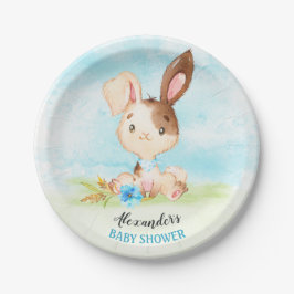 水彩少年バニーベビーシャワーファーム ペーパープレート