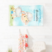 水彩少年ヒツジ赤ちゃんシャワーファーム 横断幕 (インサイチュ)