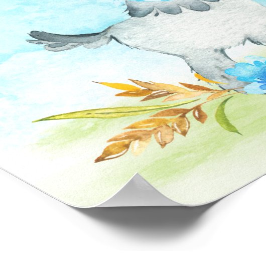 水彩少年ヤギ赤ちゃんシャワーファーム ポスター (角)