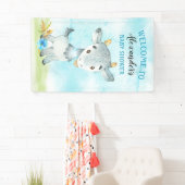 水彩少年ヤギ赤ちゃんシャワーファーム 横断幕 (インサイチュ)