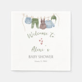 水彩少年服赤ちゃんシャワーディパーラッフル スタンダードカクテルナプキン (正面)