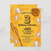 水彩少年野球バースデーパーティー 招待状 (正面/裏面)