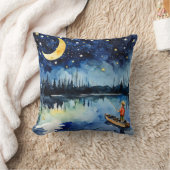 水彩少年魚釣りアットナイト クッション (ブランケット)