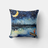 水彩少年魚釣りアットナイト クッション (正面)