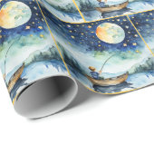 水彩少年魚釣りアットナイト ラッピングペーパー (ロールコーナー)