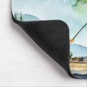 水彩少年魚釣りアンダームーン マウスパッド (コーナー)