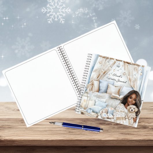 水彩居心地の良い冬の青パーソナライズされたノートブック ノートブック