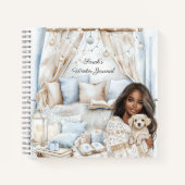 水彩居心地の良い冬の青パーソナライズされたノートブック ノートブック (正面)