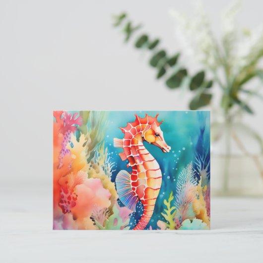 水彩層の優雅鮮やかな乗馬 ポストカード (スタンド正面)