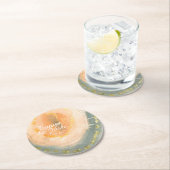 水彩層コーラルジオデス結婚ズ ラウンドペーパーコースター (インサイチュ)