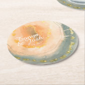 水彩層コーラルジオデス結婚ズ ラウンドペーパーコースター (アングル)