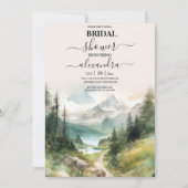 水彩山々と松林のブライダルシャワー 招待状 (正面)