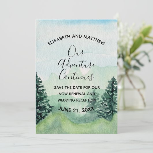 水彩山々のSave the Date 招待状 (スタンド正面)