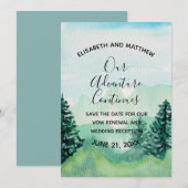 水彩山々のSave the Date 招待状 (正面/裏面)