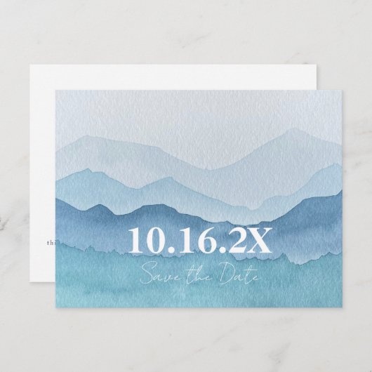 水彩山々日付はがきを保存 案内ポストカード (正面/裏面)