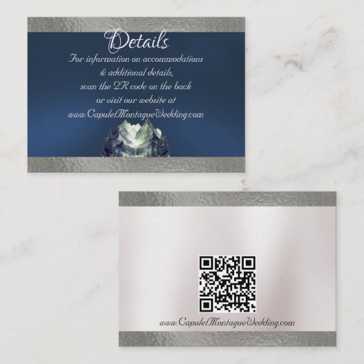 水彩山とリボン、QRコード エンクロージャーカード (正面/裏面)