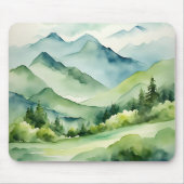水彩山と木 マウスパッド (正面)