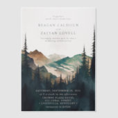 水彩山と松林の結婚式 ベラム紙招待状 (正面)