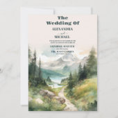 水彩山と松結婚林 招待状 (正面)