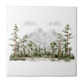 水彩山と森 タイル (正面)