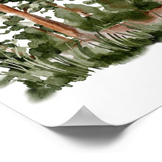 水彩山と森 ポスター (角)