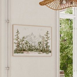 水彩山と森 ポスター