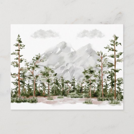 水彩山と森 ポストカード (正面)