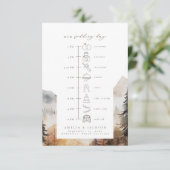 水彩山のアイコン結婚付きタイムライン エンクロージャーカード (スタンド正面)