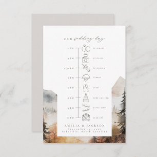 水彩山のアイコン結婚付きタイムライン エンクロージャーカード