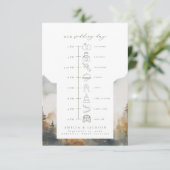 水彩山のアイコン結婚付きタイムライン エンクロージャーカード (スタンド正面)