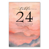 水彩山のサンゴ素朴の夕日 テーブルナンバー (正面)