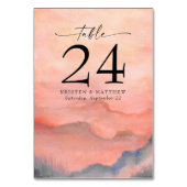 水彩山のサンゴ素朴の夕日 テーブルナンバー (正面)