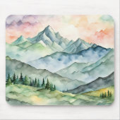 水彩山のシーン マウスパッド (正面)