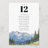 水彩山のテーブル番号座席表 招待状 (正面)