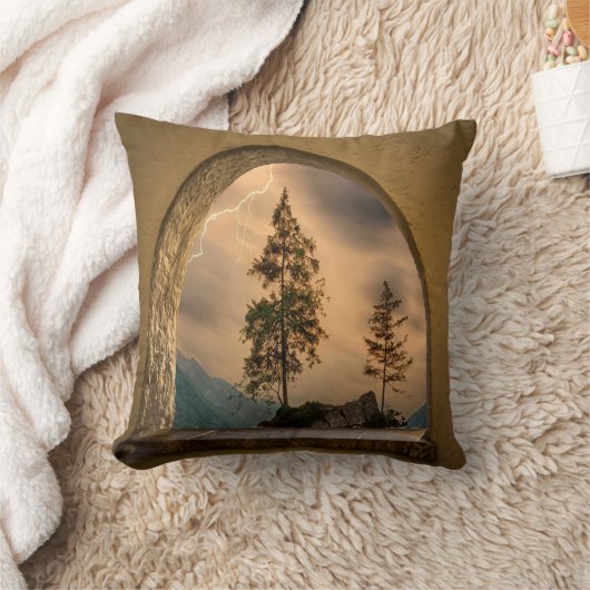 水彩山のポスター、自然ウォールアート、ウォーターコ クッション (ブランケット)