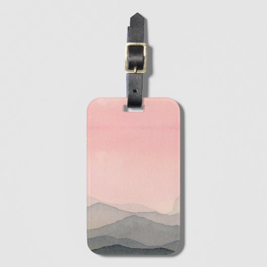 水彩山の夕日 ラゲッジタグ (正面縦)