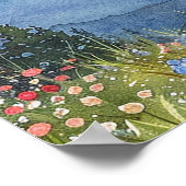 水彩山フローラ結婚のウェルカムサイン ポスター (角)