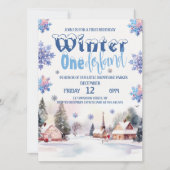 水彩山冬ワンダーランドfor少年 招待状 (正面)