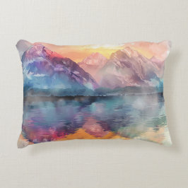 水彩山反射 – 装飾用クッション アクセントクッション