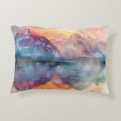 水彩山反射 – 装飾用クッション アクセントクッション (裏面)